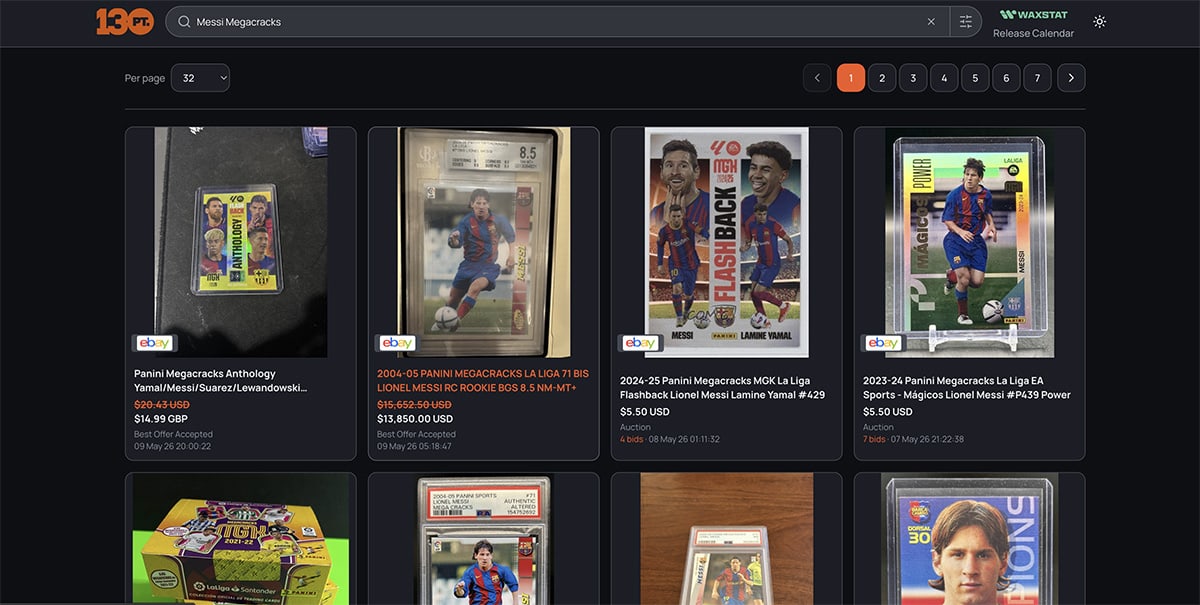 Messi Megacracks 130point listing
